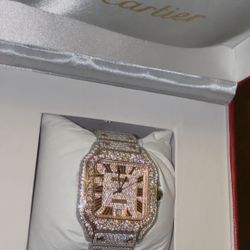 Rose Gold Cartier Watch (Moissanite)