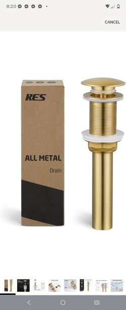 KES All-Metal Pop-Up Bathroom Sink Drain – Brushed Gold