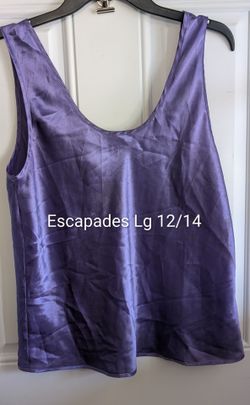 Womens Vintage Escapades Purple Satin Camisole Large 12/14 Sleeveless 43174 Sexy Scooped Back. Bust 42" Length From Underarm 15", 100% Polyester, Very