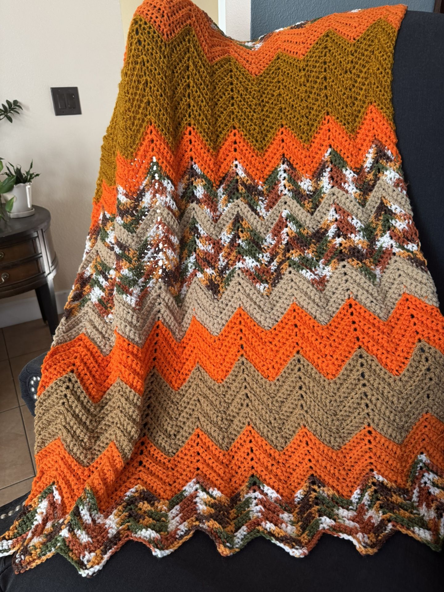 Handmade Fall Crochet Throw Blanket