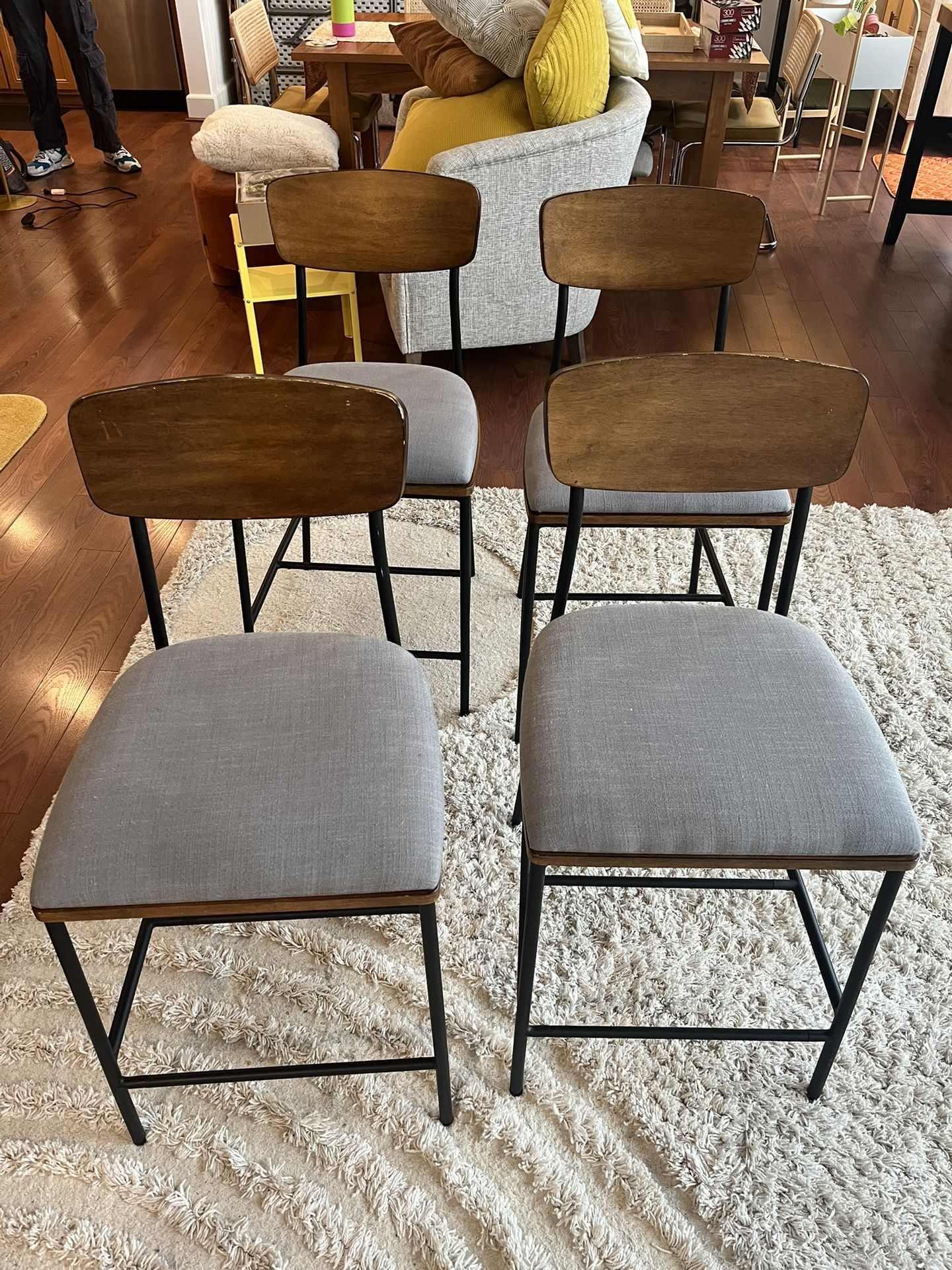 Set Of 4 Mid-century Modern Counter Height Chairs