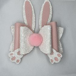 Leather Fabric Easter Bunny Bow 
