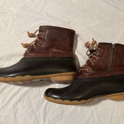 Sperry Women 8.5 Saltwater Boots rain weather shoe high ankle leather rubber
