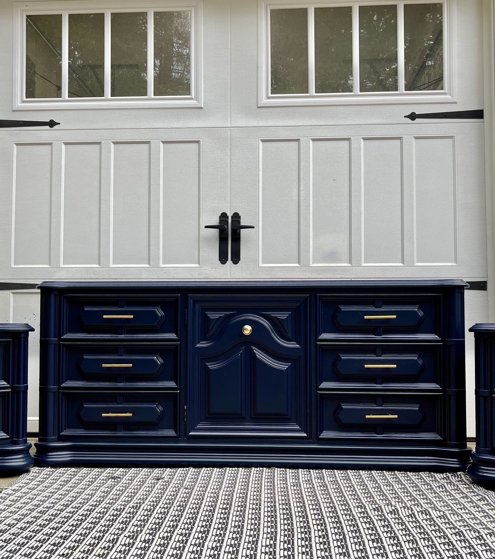 Navy And Gold Solid Wood Dresser