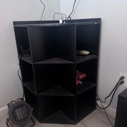 Black Corner Storage with USB Ports and Outlets, Corner Cube