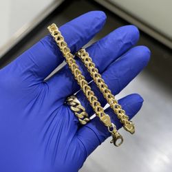 14K Gold Franco Link Bracelet 8”