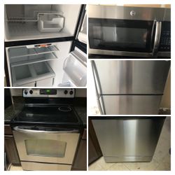 Stainless steel kitchen appliance sets