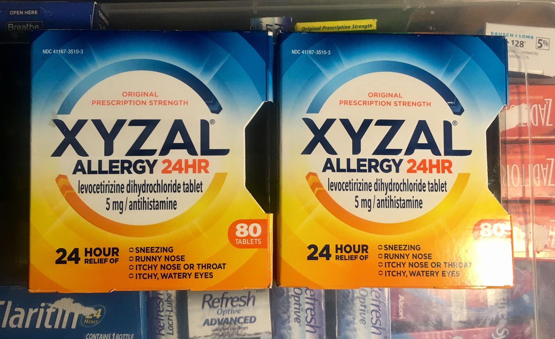2 packs of Xyzal Allergy 24 Hr 80/count - 160 tablets altogether