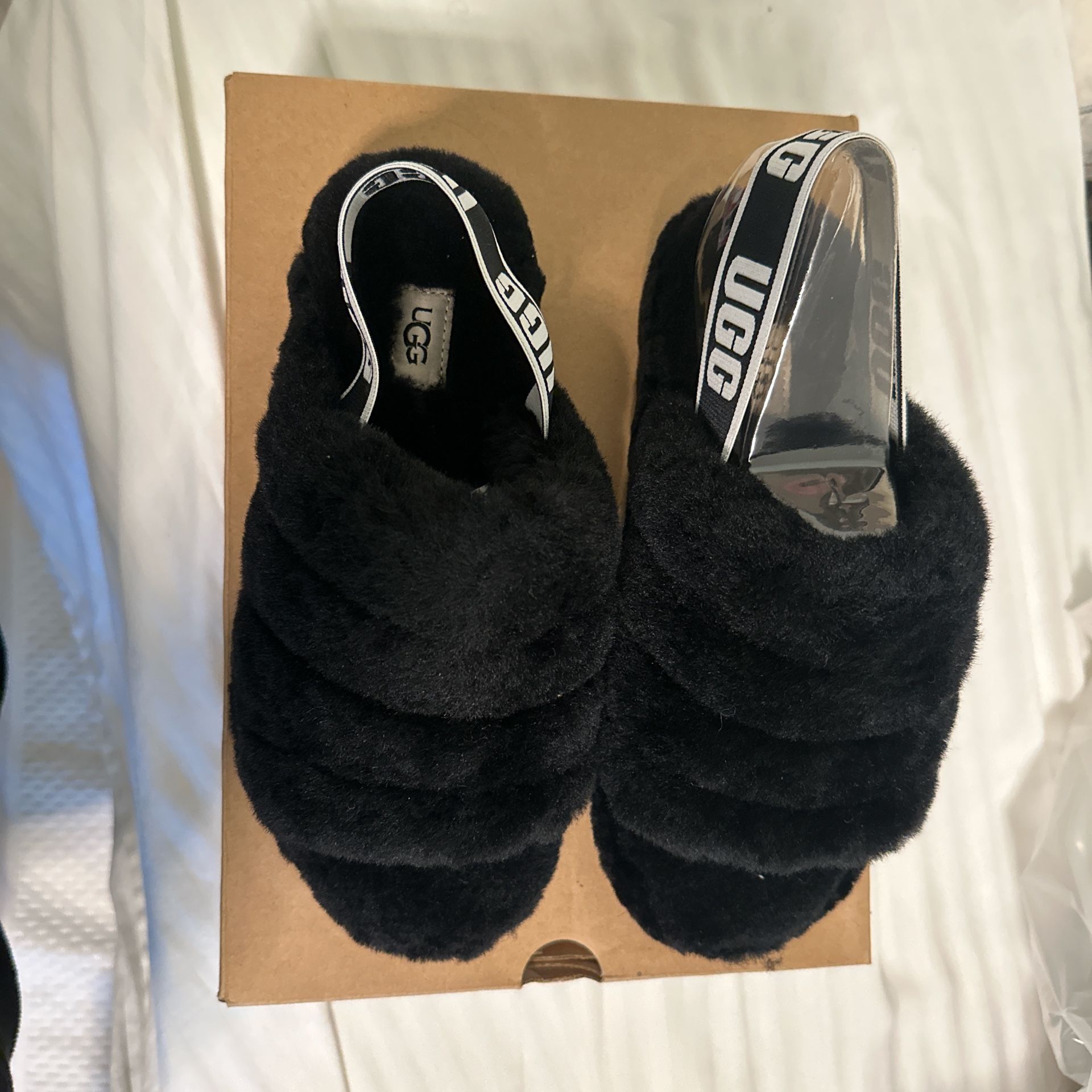 Black UGG Fuzzy Slippers