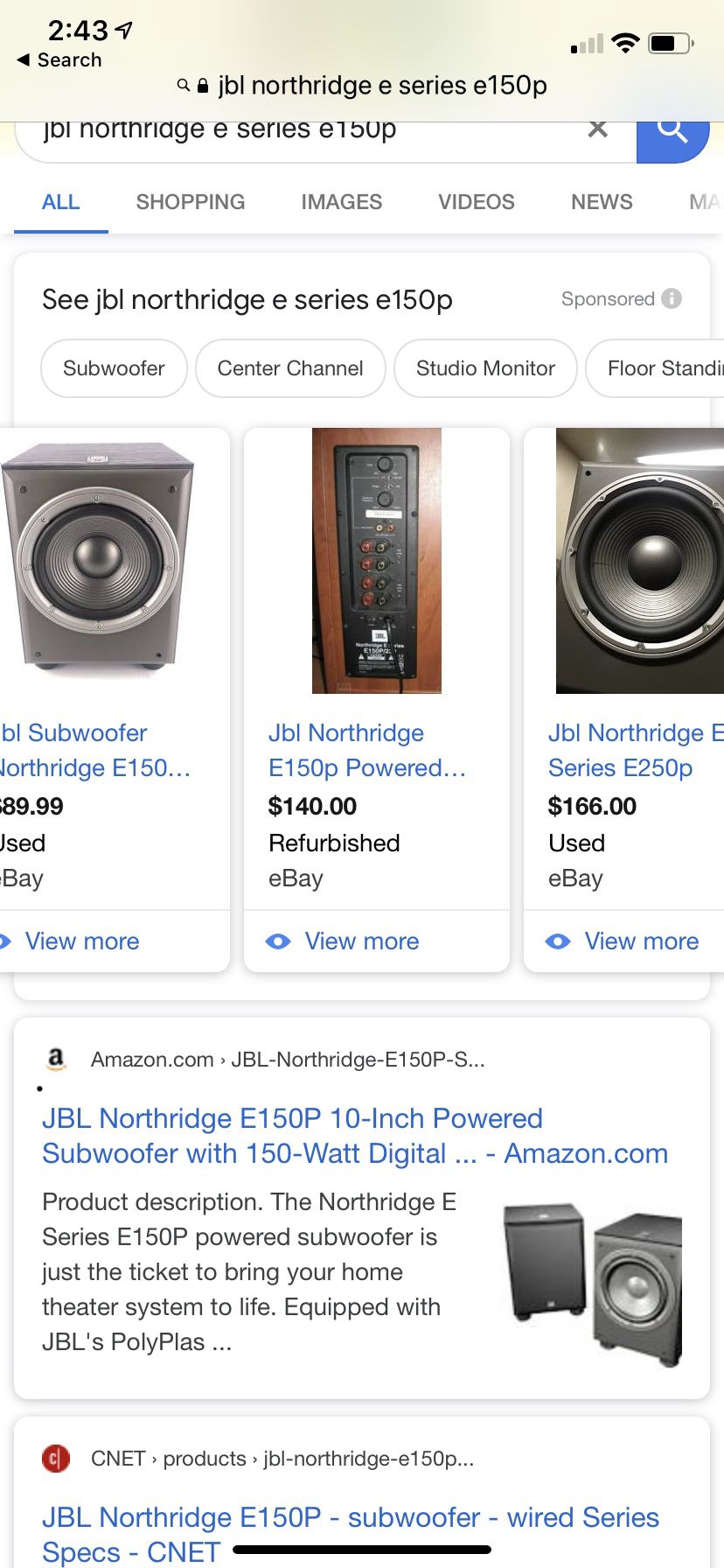 JBL Northridge E Series E150P Bass speaker