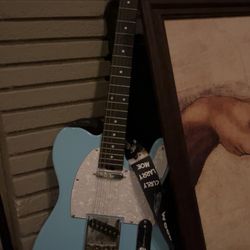 Squier Telecaster-Style Electric Guitar with Headphones - little worn down but it plays great