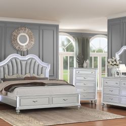 Silver Queen 4 Piece Bedroom Set- Finance Available $39 Down 