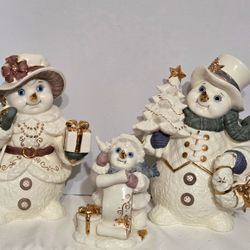 Porcelain Snowman Figurines $25