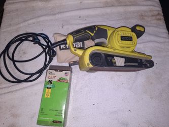 Ryobi belt sander 3" X 18" corded with 3 new belts with dust bag