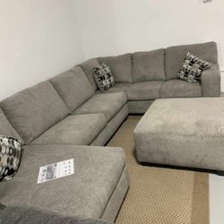 Ballinasloe Platinum Light Gray 3 Pieces Sectional Couch With Chaise Home Decor Outdoor 