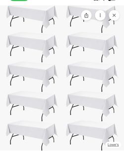 10-Pack White Tablecloths for Rectangle Tables, 60 x 102 Inches Stain-Resistant Polyester Fabric for