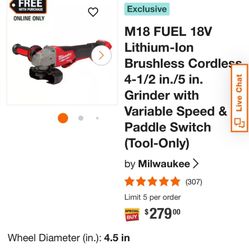 Milwaukee Grinder Fuel (Rapid Stop)
