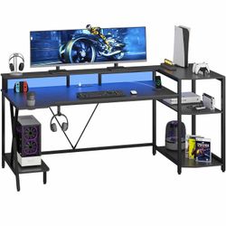 Black Gaming Computer Desk with Lights