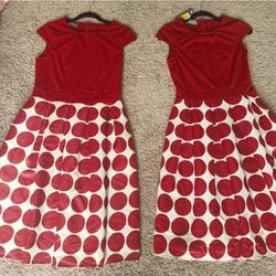 2 - Ricco Bruno Red & White Polka Dot A-Line Dresses