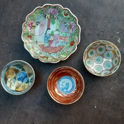 Japanese Plate And 3 Bowls