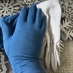 VTG 2pr Stretchy Woman’s Dress/Cocktail Gloves Royal Blue 11” & Gray 8”Sml/Med