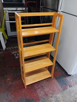 Wood 4-tier foldable bookshelf