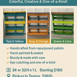 HANDMADE PALLET CONSOLE & TABLES & Colorful, Creative & One-of«-Kind!