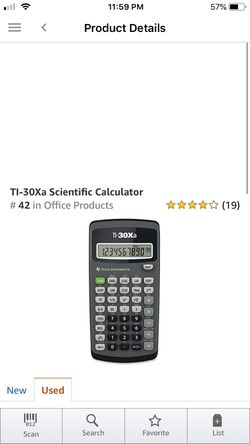 TI-30Xa Scientific Calculator calltxt3218379974 {url removed} Sales Rank: #42 in Office Products Features Polar/rectangular conversions Battery powe