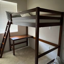 Loft Bed With Desk (& New MEMORY FOAM Twin Mattress) Very Easy To Assemble