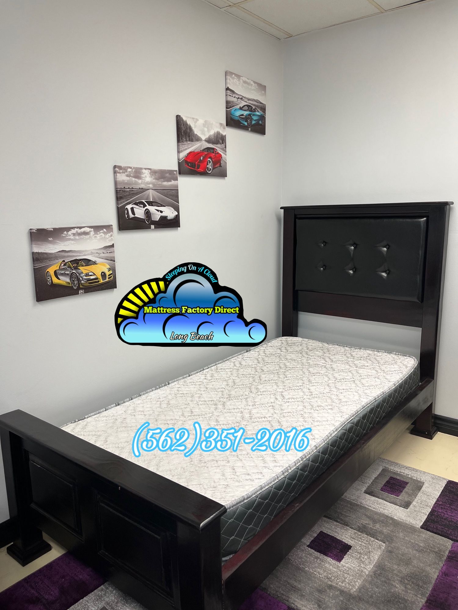 Twin Wooden Bed Frame With Mattress Colchon Nuevo Bonito