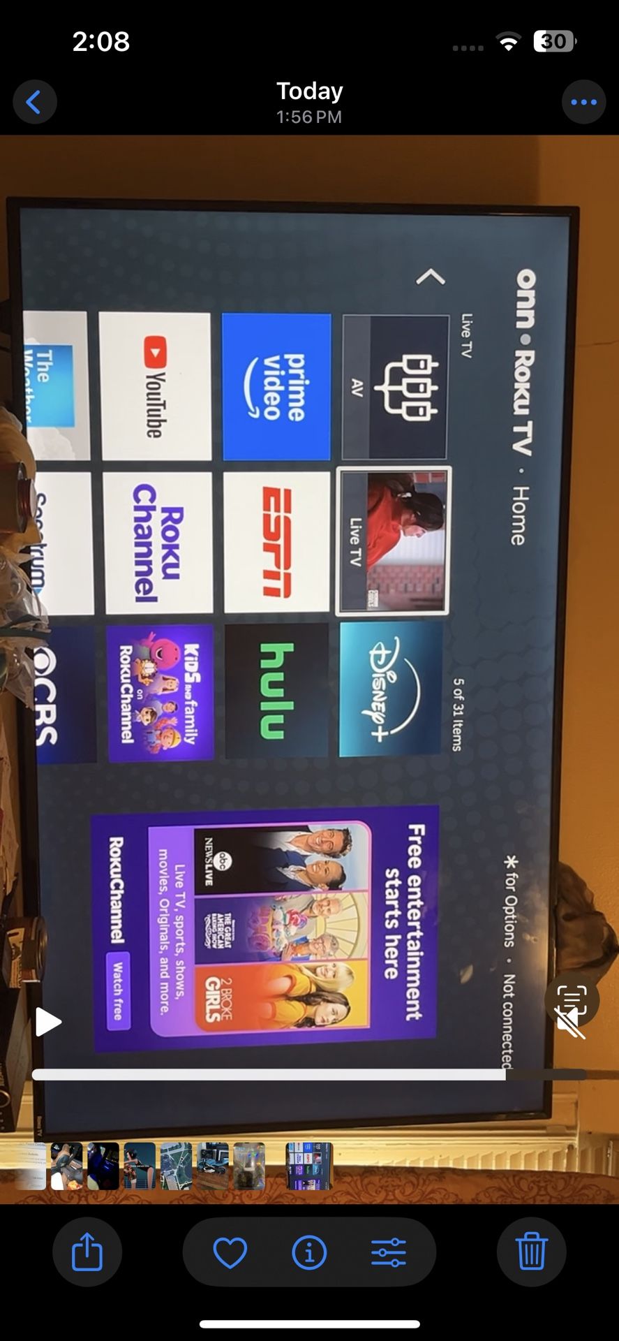Roku 58 In Onn Flat Screen 