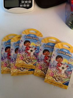 Disney Lorcana Hyperia City – 5 Sealed Booster Packs – Pixar Coco Miguel