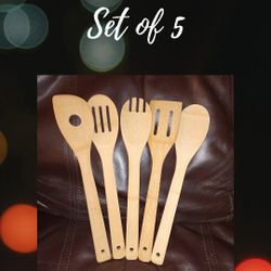 Engraved Set Of 5 Bamboo Utensil Tools
