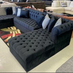 Black Velvet Sectional 
