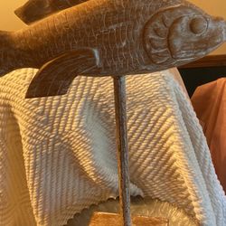 Solid Wood Fish Sculpture 