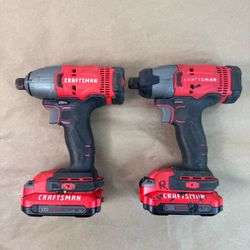 For parts or repair - two Craftsman CMCF800 cordless impact drivers with 2 batteries, 1 charger