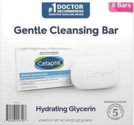 CETAPHIL - Gentle Cleansing Bar Soap - Dry Sensitive Skin - 4.5oz - 6-Pack NEW
