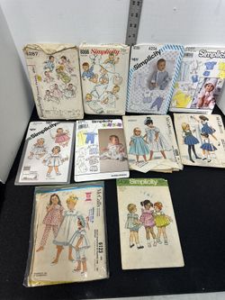 Vintage Doll Clothes Sewing Patterns - 10 total #D4