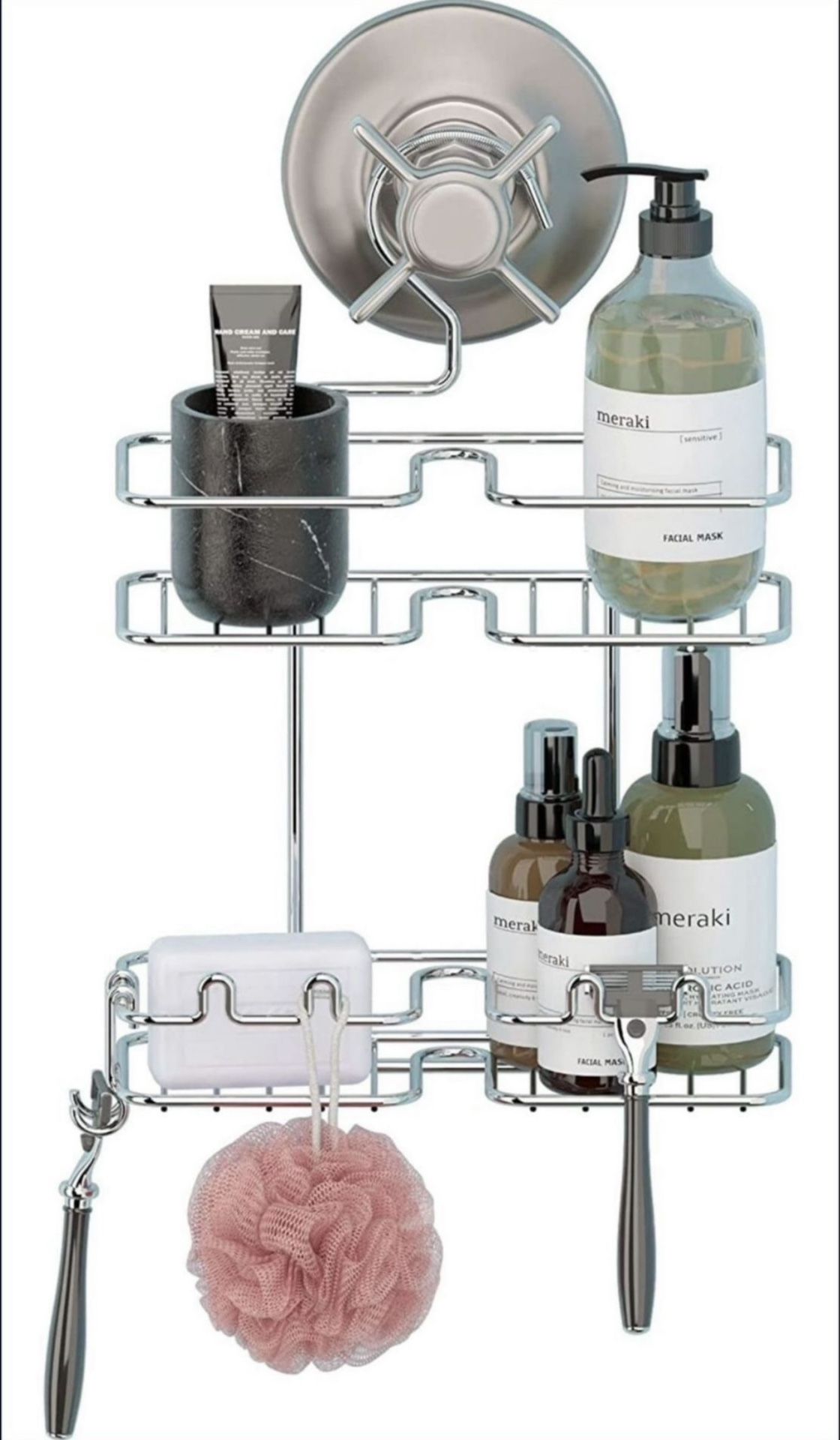 TEKNOTEL Shower Caddy Hanging Bathroom Organizer - Rust Proof Wire Chrome