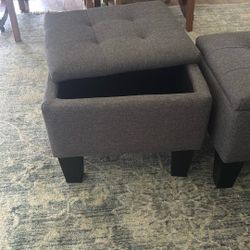 2 Grey Storage Ottomans