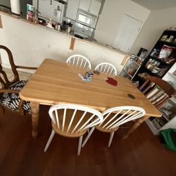 Wooden Dining Table With 6 Chairs