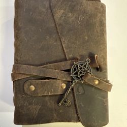 Handmade Leather Journal with Brass Key Closure -Vintage Cotton Paper