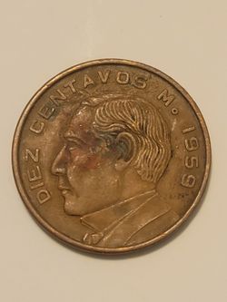 1959 Mexico Diez Centavos Coin