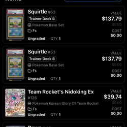 Pokémon Cards Valued at 500$+