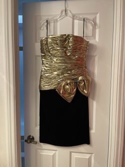 AJ Bari Gold and Black Velvet Dress - Size 6