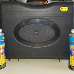 NEVER USED VECTOR INDOOR OUTDOOR SINGLE BURNER BUTANE STOVE IN CASE. CAMPING, DORM,ENTERTAINING ETC..  2 NEW BUTANE FUELS. 