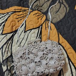 Silver Bling Skull Bag With Strap