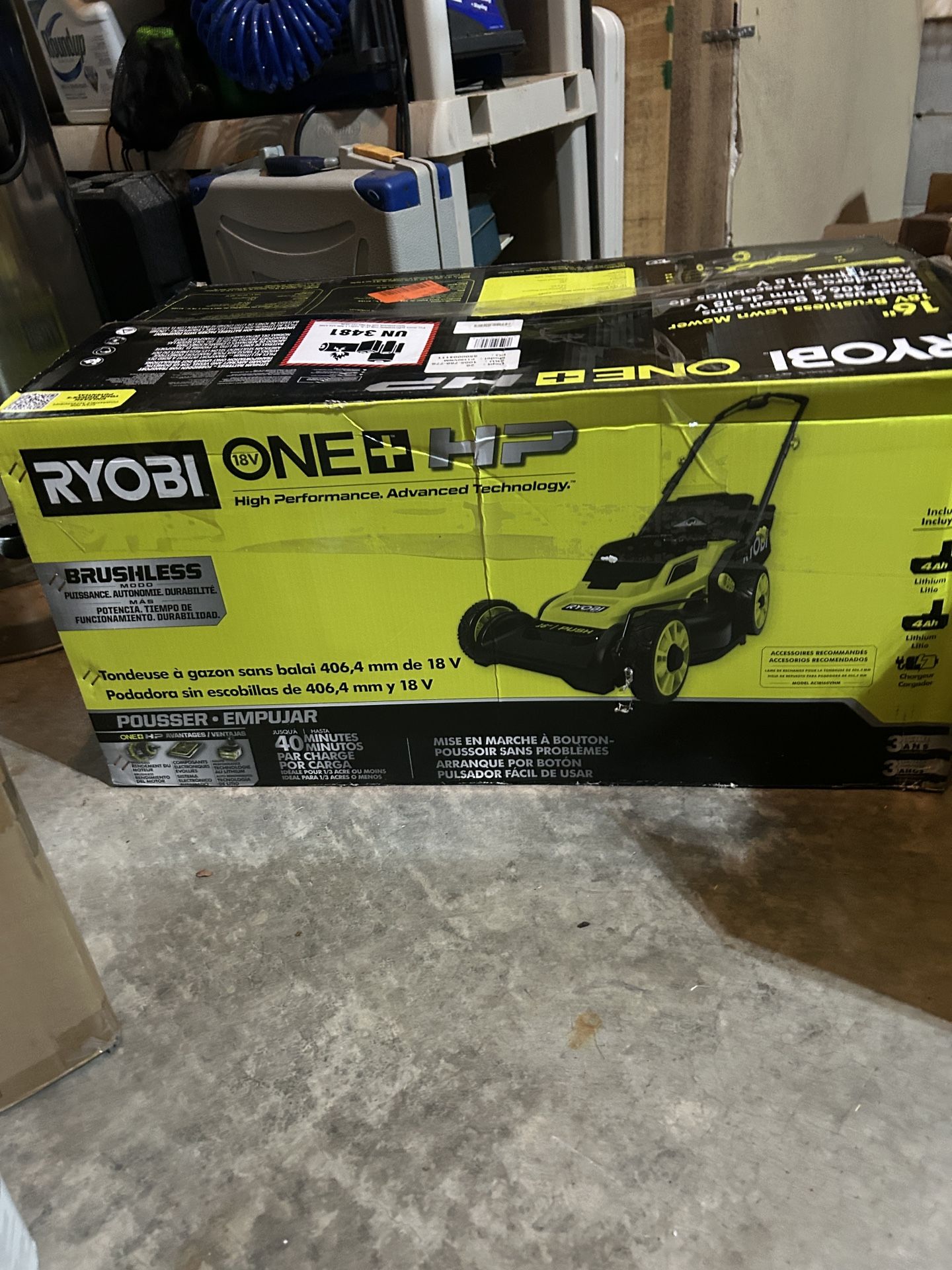 ONE+ HP 18V Brushless 16 in. Cordless Battery Walk Behind Push Mower (2) 4.0 Ah Batteries/Charger