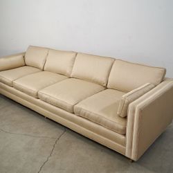 1950’s Mid Century Modern Long Gold Tweed Lounge Sofa 