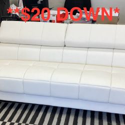 Modern Leather Sofa with Adjustable Backrests (Finance and Delivery)
